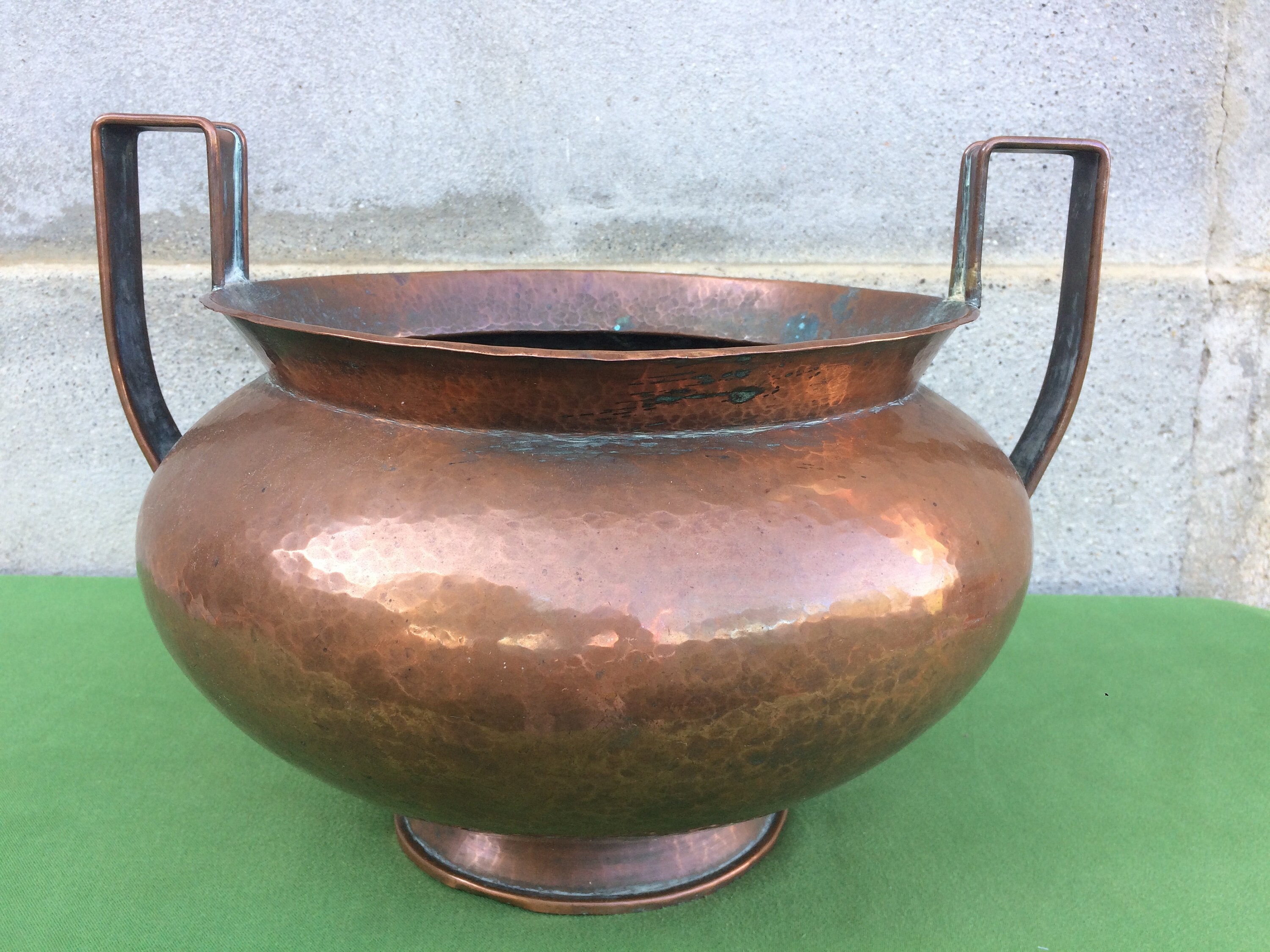 Grand Pot de Cache en Cuivre, Très Grand Français Jardinière ou Cachepot Cuivre Vintage, Porte-Pot F