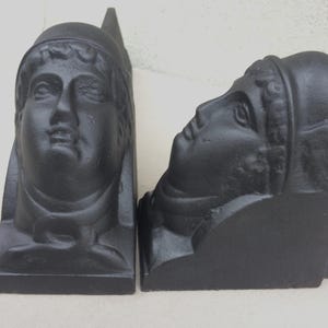 Pair of Antique Andirons with Roman Decor, Cast Iron Fireplace Decoration