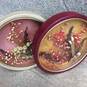 Pair Of Dried Flowers Shadow Boxes, Handmade Floral Wall Art