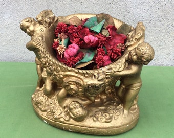 Large Antique Gold Font With Cherub Decor, Found And Flogged