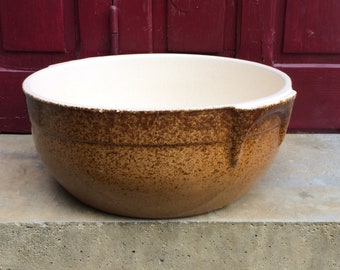 Brown Speckled Mixing Bowl, Mid Century Handmade Kitchenware, Found And Flogged