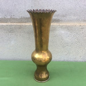 American Trench Art, Antique Brass Vase, WW1 Militaria, Militry Retirement Gift