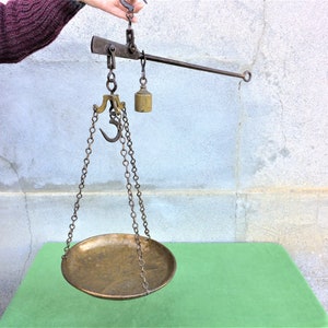 French Antique Roman Balance Scale, Decorative Industrial Counterbalance Scale