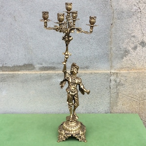 Large Antique Gold Candelabra, French Art Nouveau Table Centerpiece
