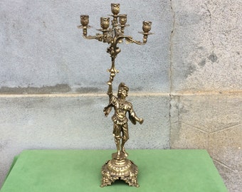 Large Antique Gold Candelabra, French Art Nouveau Table Centerpiece, Found And Flogged