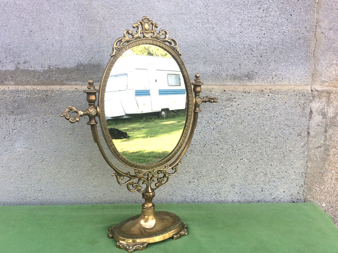 Free Standing Vanity Mirror Antique Gold Bedroom Dresser Etsy