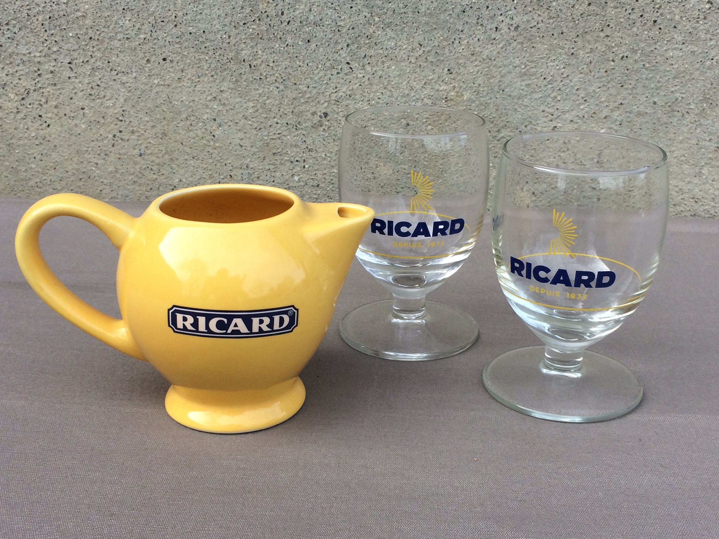 Français Pichet et Verres Ricard Vintage Pastis Ensemble de Pichets, Lunettes Ricard, Pichet Barware