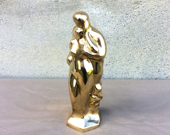 Art Deco Gold Figurine, French Antique Signed Original Sculpture, Found And Flogged