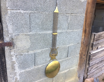 Antique Brass Clock Pendulum, Gold Wall Decor