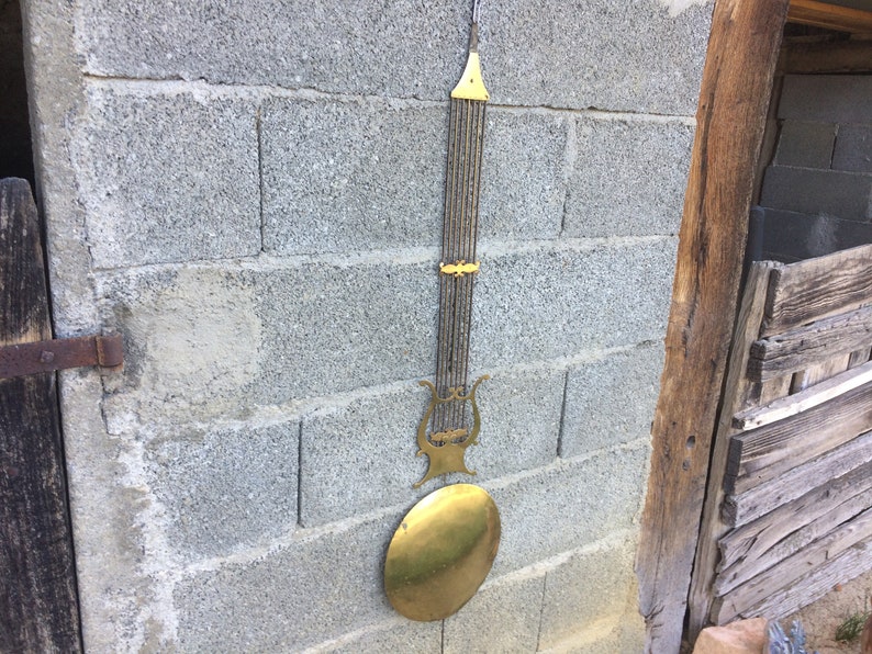 Antique Brass Clock Pendulum, Gold Wall Decor image 1