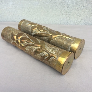 Pair of Trench Art Vases, WW1 Militaria, Military Gift