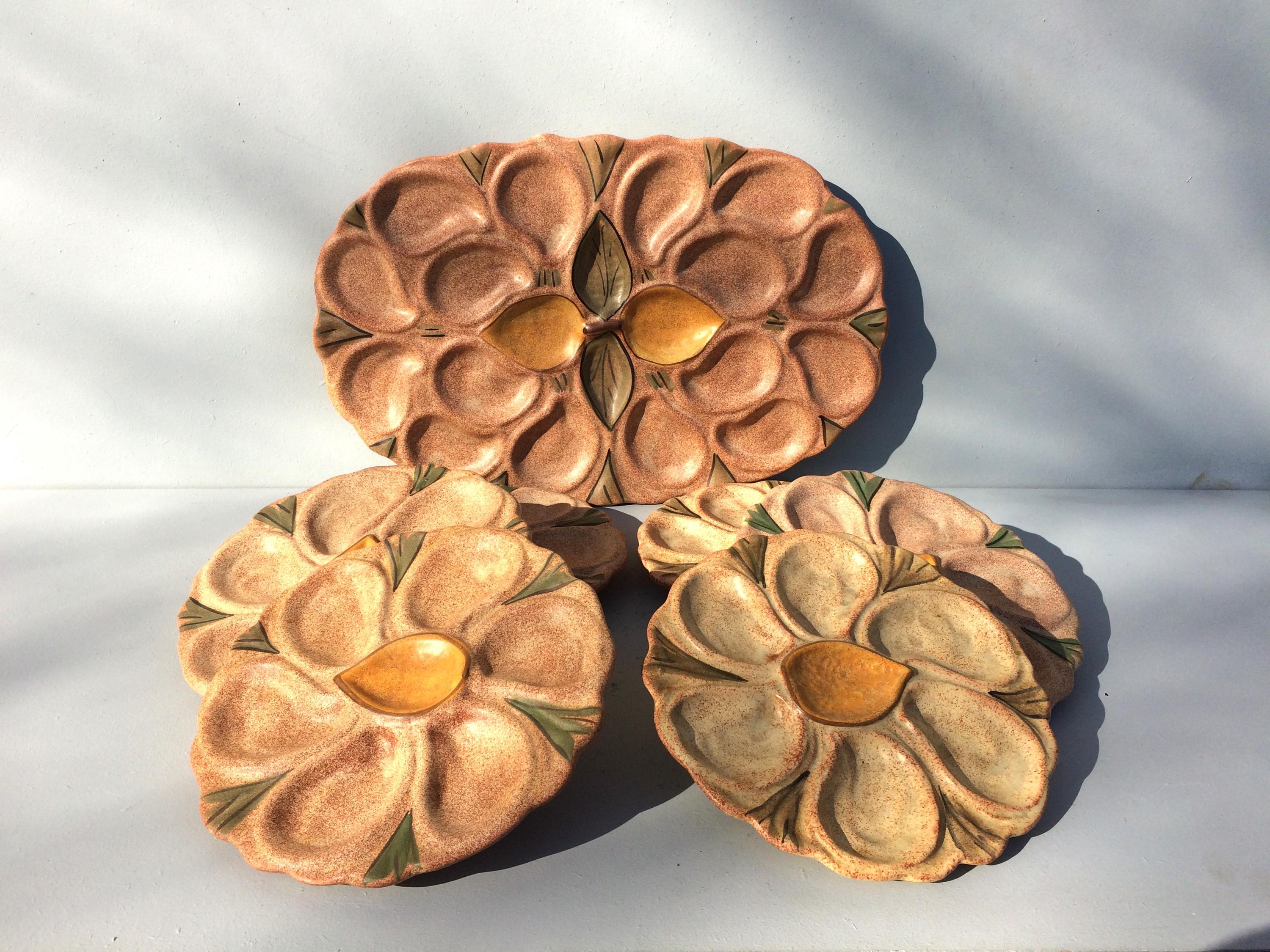 Marius Giuge (1909-1980) 制作 牡蠣用のお皿 *状態良 オイスタープレート（牡蠣専用皿）京都の名匠が日本初に挑戦【謎】欧米