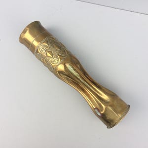 Trench Art Vase: Antique World War 1 Repurposed Brass Shell