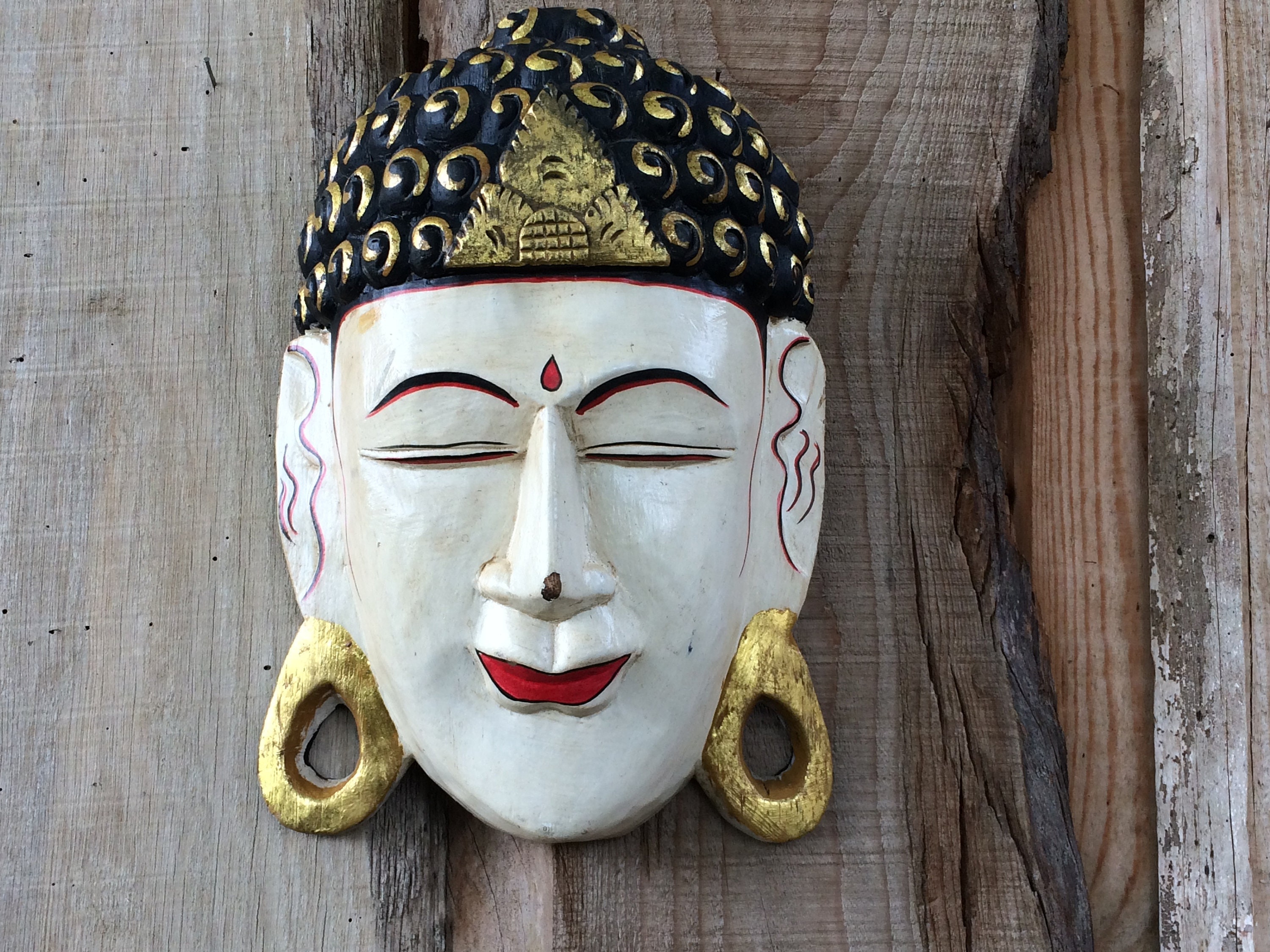 Buddha Wall Art Head Mahayana Buddhism Wall Mount Face Mask Etsy