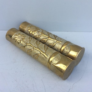 Pair of Trench Art Vases, Antique WW1 Militaria