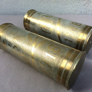 Rare Pair of Trench Art Vases, WW1 Militaria