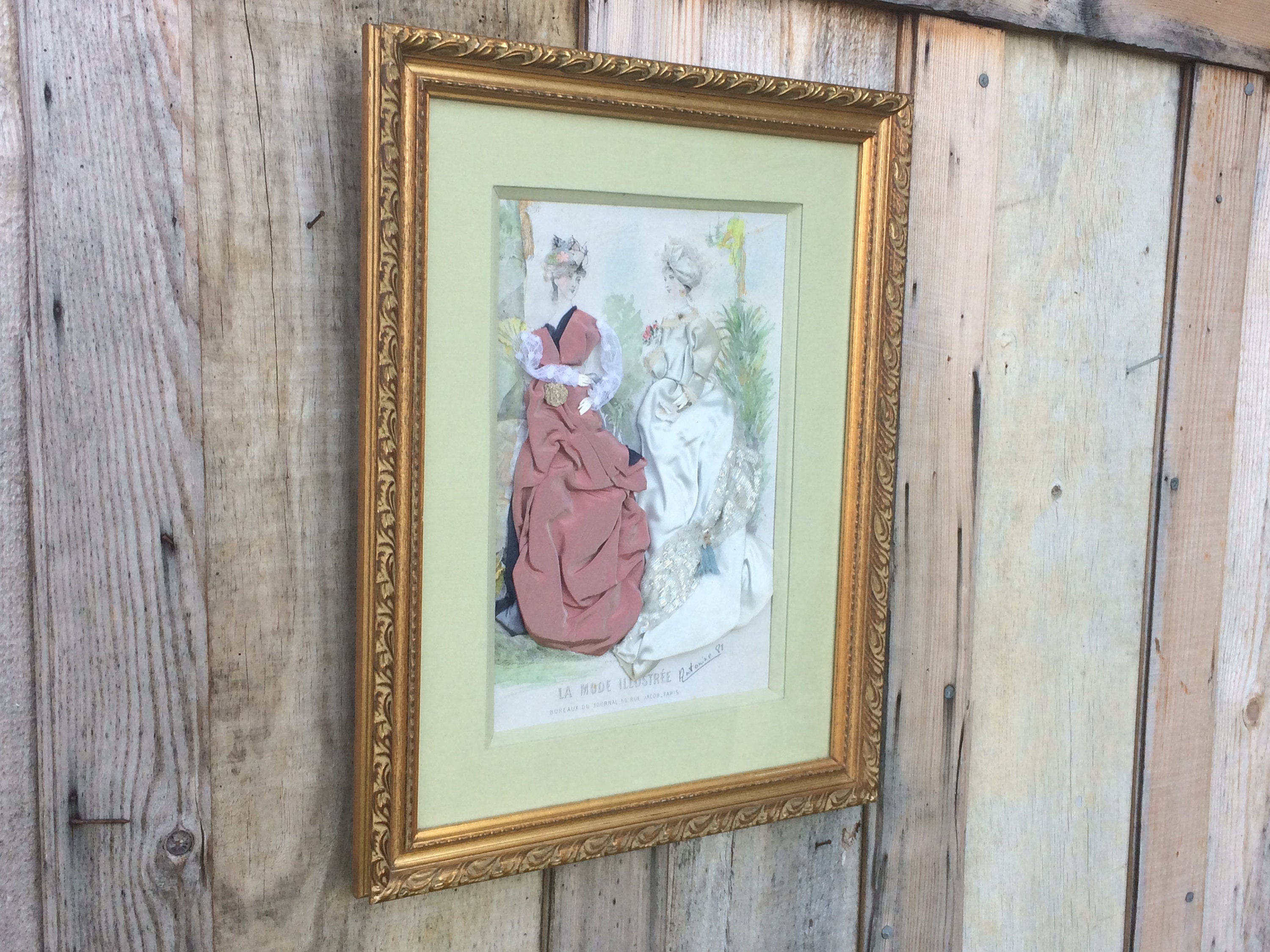 Imprimé de Magazine Mode Antique Embelli avec Cadre en Or, Français Impression d'art Mural Paris Vic