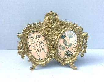 Cadre photo doré, cadre décoratif sur pied antique français