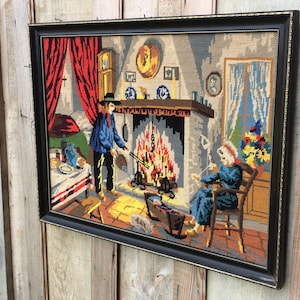 Royal Paris Needlepoint Tapestry, French Vintage Embroidery Wall Hanging
