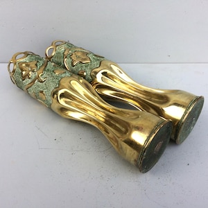 Pair of Trench Art Vases, WW1 French Antique Militaria