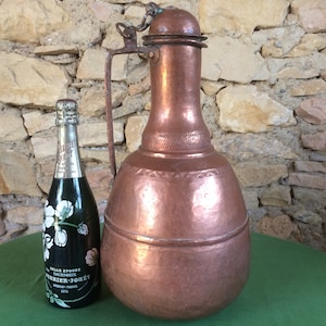 Jarra grande de cobre, antigua jarra de vino del Imperio Otomano, regalo de aniversario de cobre, decoración para chimenea