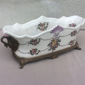 Large Indoor Planter, Hand Painted Victorian Style Jardiniere