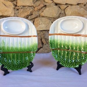 Pair of Italian Vintage Asparagus Plates, Decorative Serving Platters