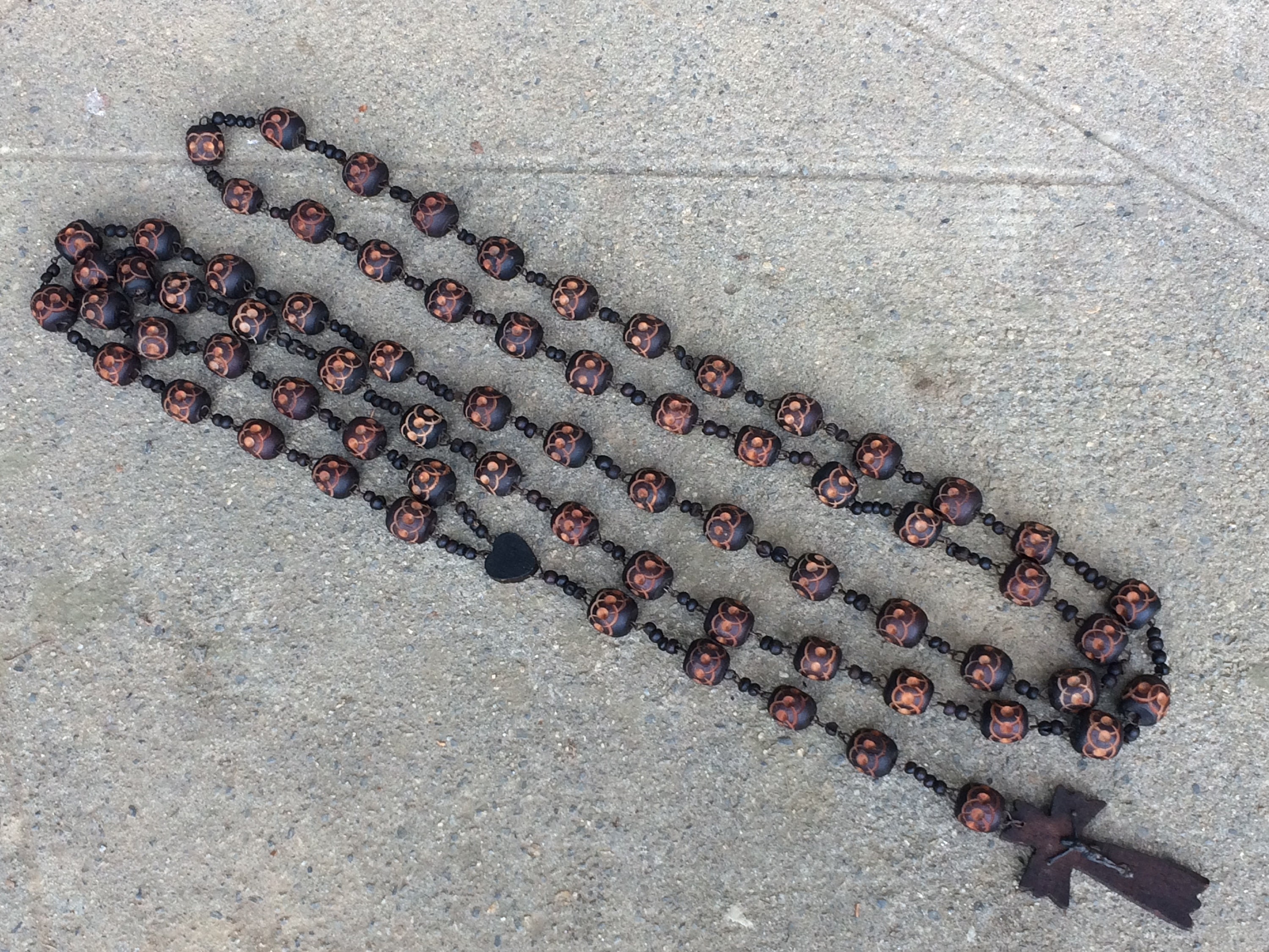 Grand Chapelet Français Perles de Prière Du en Bois Antique, Cadeaux Chrétiens Grand Pour Mur, Trouv