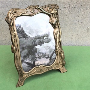 Antique Gold Frame, Art Nouveau Brass Picture or Mirror Frame