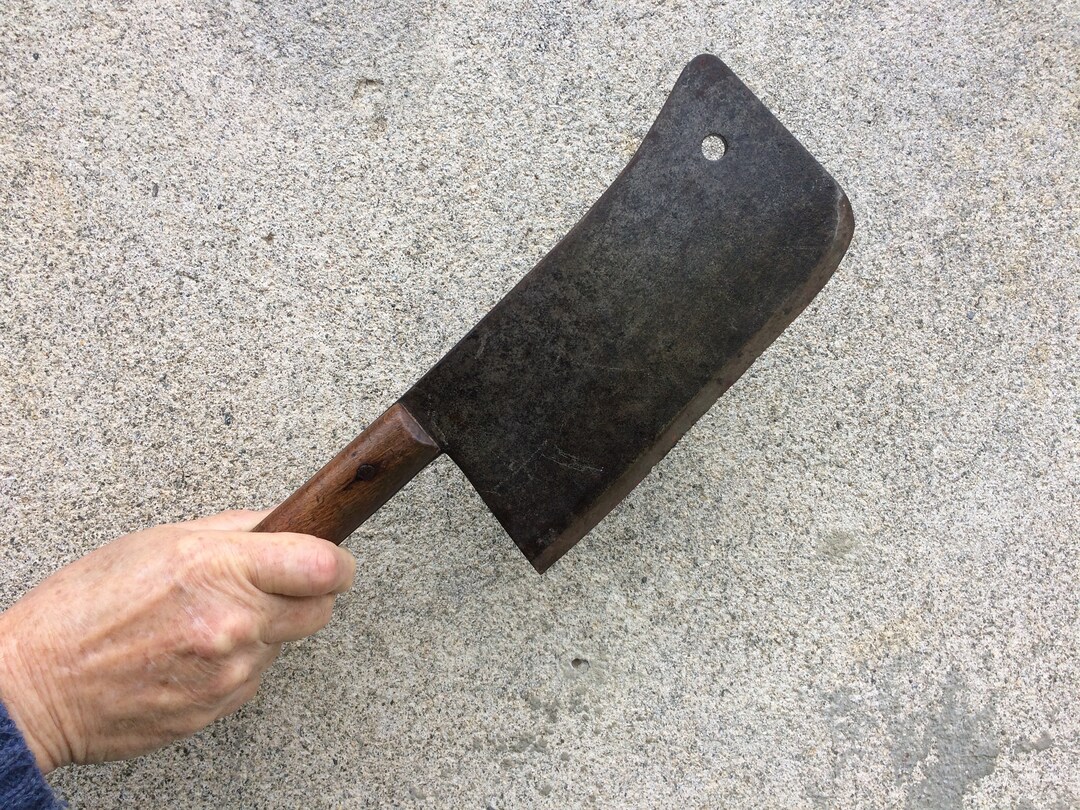 Large Antique Meat Cleaver Butcher Knife or Chef Knife Etsy