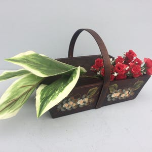 Vintage Wooden Trug, Indoor or Outdoor Basket with Bentwood Handle