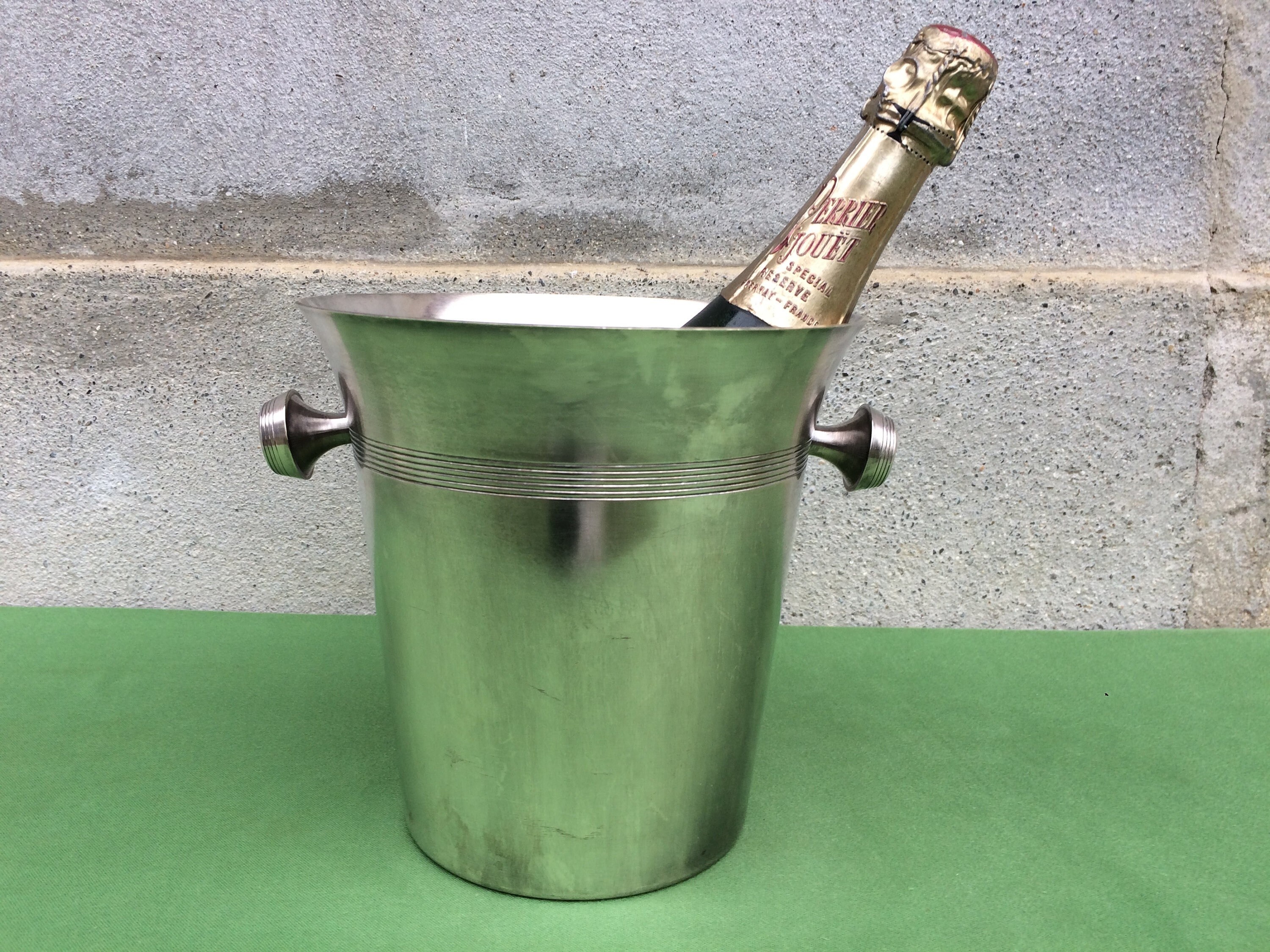 Seau à Champagne en Argent ou Seau Glace, Français Glace Plaqué Vintage, Trouvé et Fouetté