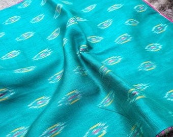 Grewn & Pink ikkat silk
