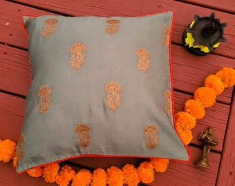 Digital printed with marigold embroidery