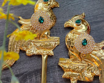 Ratna Bindu Chiluka Hastham - Brass parrot side hands - Set of 3 colors
