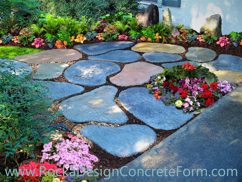 Garden Stepping Stone Walk Maker Mold Create Concrete Stone Etsy
