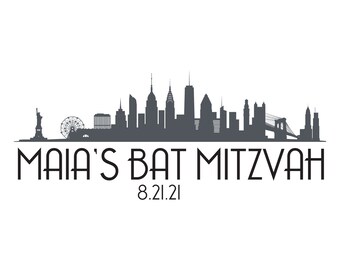 New York City Skyline Bat and Bar Mitzvah Logo