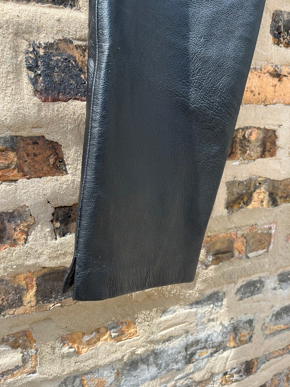 Retro 90s Bagatelle Black Leather Pants Tapered Leg H… - Gem