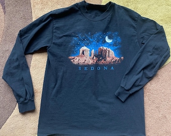Jaren 90 Y2K Sedona Arizona Zwart T-shirt met lange mouwen Maat M