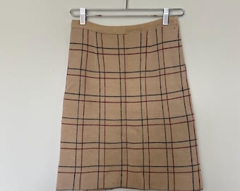 Vintage 60er Jahre Mannerisms 100% Wolle Karierter Bleistift Rock Small Medium