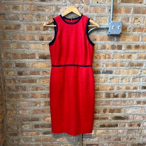 Retro 90s Worth Petite Linen Shift Dress Red Sleeveless Small