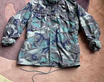 Vintage 70er 80er Jahre Woodland Tarnmuster Kaltwetter M-65 Army Jacket Medium Large