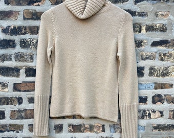 Retro 00s The Limited Turtleneck Wool Blend Pullover Sweater Sandy Beige Small