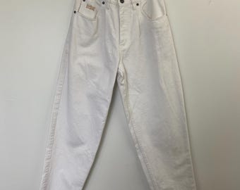 Vaqueros blancos de talle alto y cónicos Attrak de estilo retro de los años 80, 26 x 30