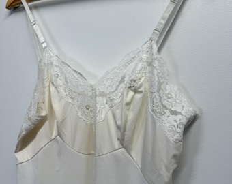 Vintage 60er Jahre Vanity Fair Lacey Lingerie Weiß Mini Slip Dress Verstellbare Träger Medium 34