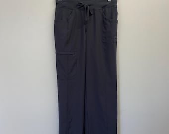 Y2K Silber Grau Spacey Dehnbar Low Rise Sportliche Hose dienstprogramm Joggers Multi Taschen Extra Small