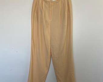 Retro 80er Jahre Creme Haken und Öse und Reißverschluss Tan Hose M