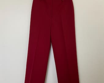 Vintage 70er Jahre High Waisted Rot Maroon Criss Cross Hose Hose Extra Small