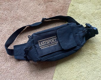 Vintage jaren 80/90 Eastport Outdoor Company zwarte heuptas met verstelbare riem en gesp