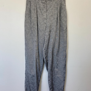Retro 80s American Bottom Silver High Waisted Front Pleat Textured Trousers Small